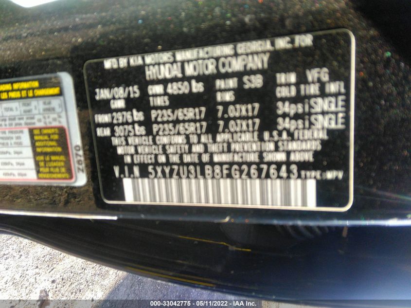 2015 HYUNDAI SANTA FE SPORT 5XYZU3LB8FG267643