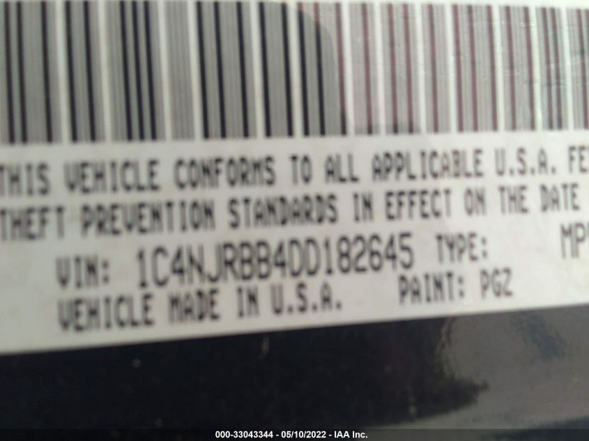 2013 JEEP PATRIOT SPORT 1C4NJRBB4DD182645