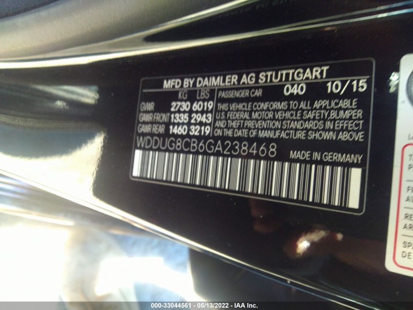 2016 MERCEDES-BENZ S-CLASS S 550 WDDUG8CB6GA238468