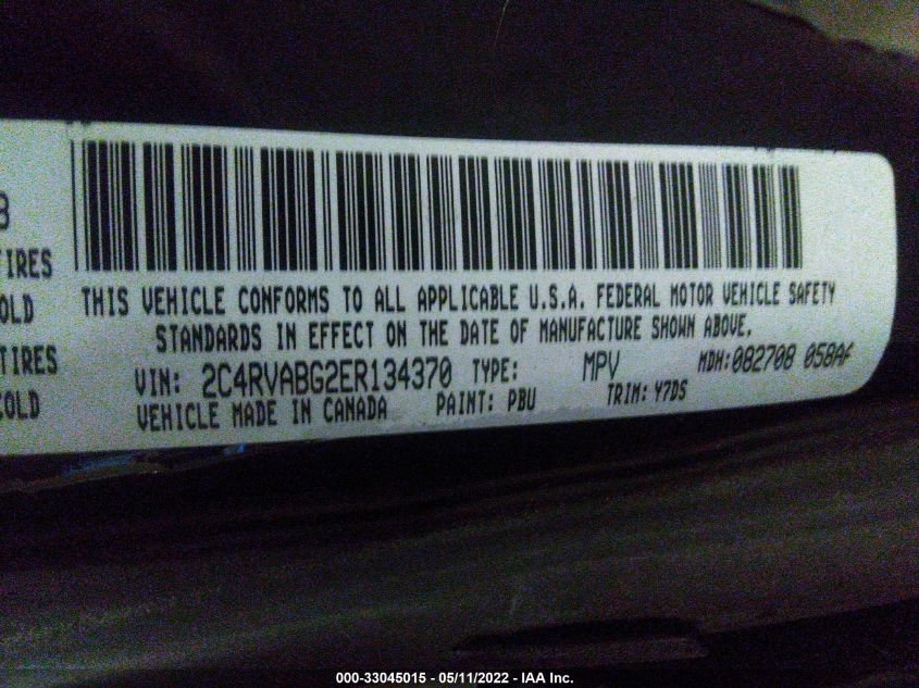 2014 VOLKSWAGEN ROUTAN SE W/RSE & NAVIGATION 2C4RVABG2ER134370