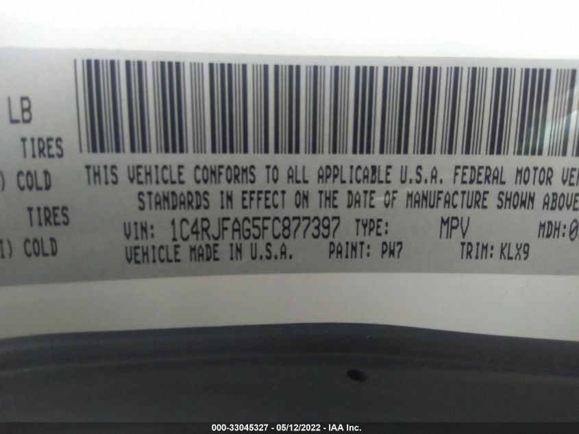 2015 JEEP GRAND CHEROKEE ALTITUDE 1C4RJFAG5FC877397
