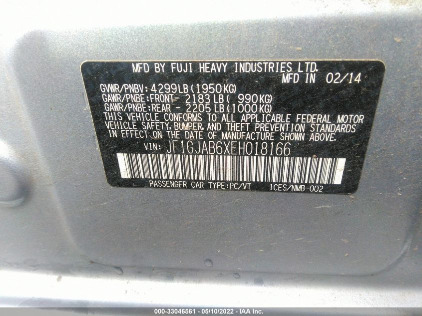 2014 SUBARU IMPREZA SEDAN PREMIUM JF1GJAB6XEH018166