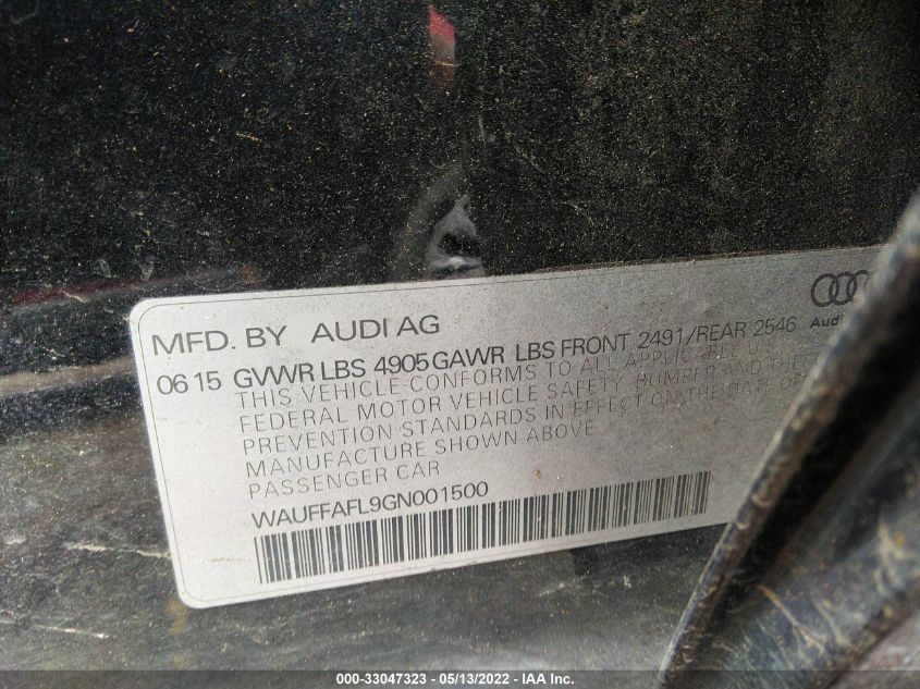 2016 AUDI A4 PREMIUM PLUS WAUFFAFL9GN001500