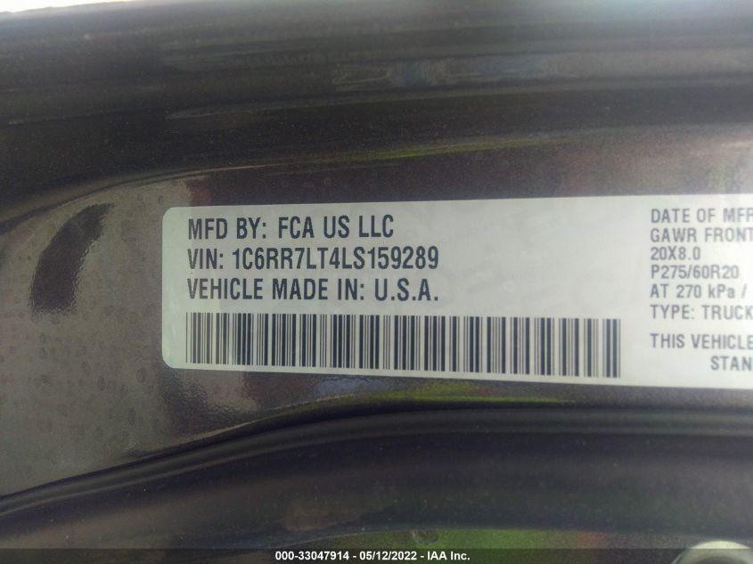 2020 RAM 1500 CLASSIC WARLOCK 1C6RR7LT4LS159289