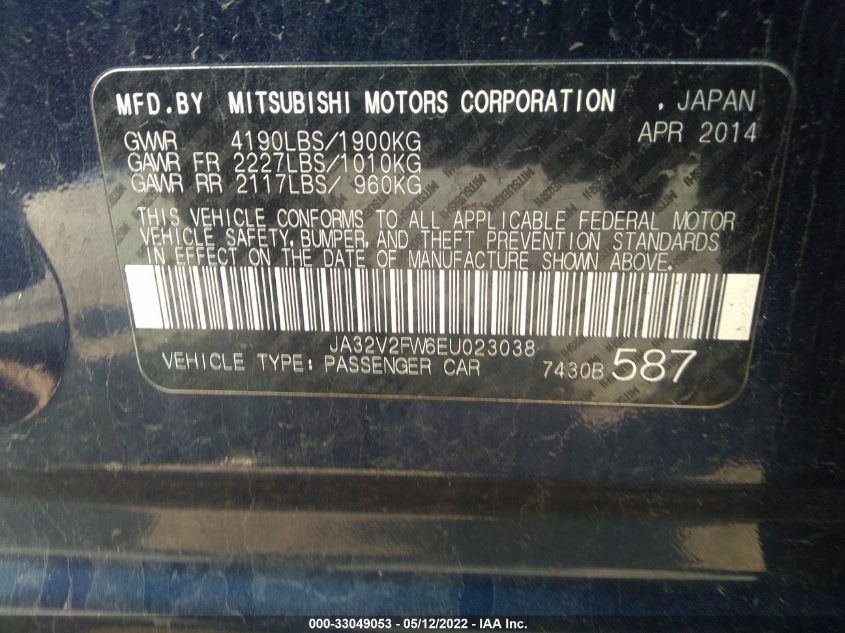 2014 MITSUBISHI LANCER SE JA32V2FW6EU023038