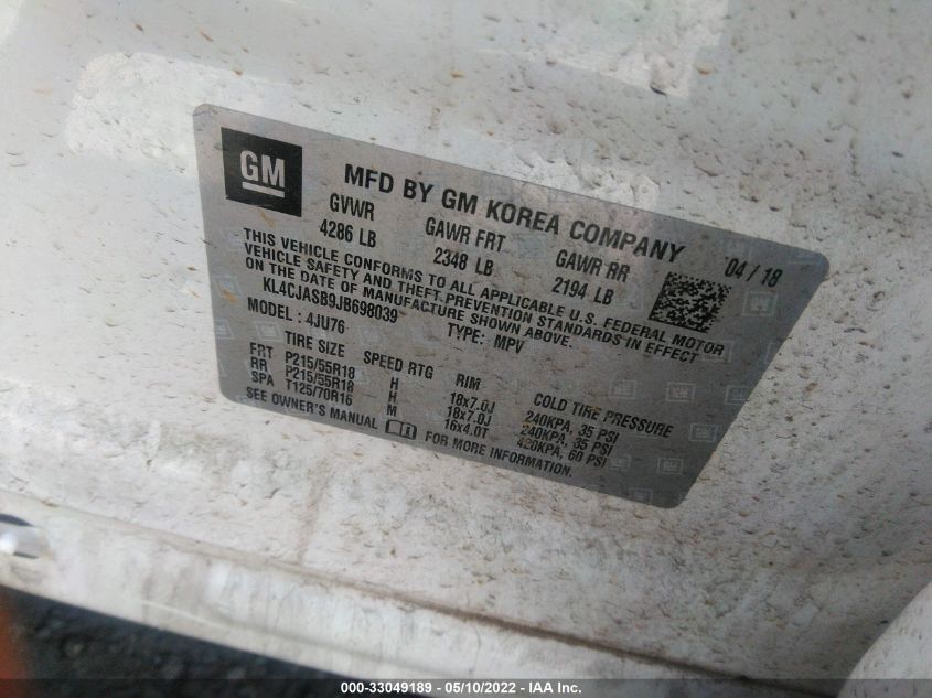 2018 BUICK ENCORE PREFERRED KL4CJASB9JB698039