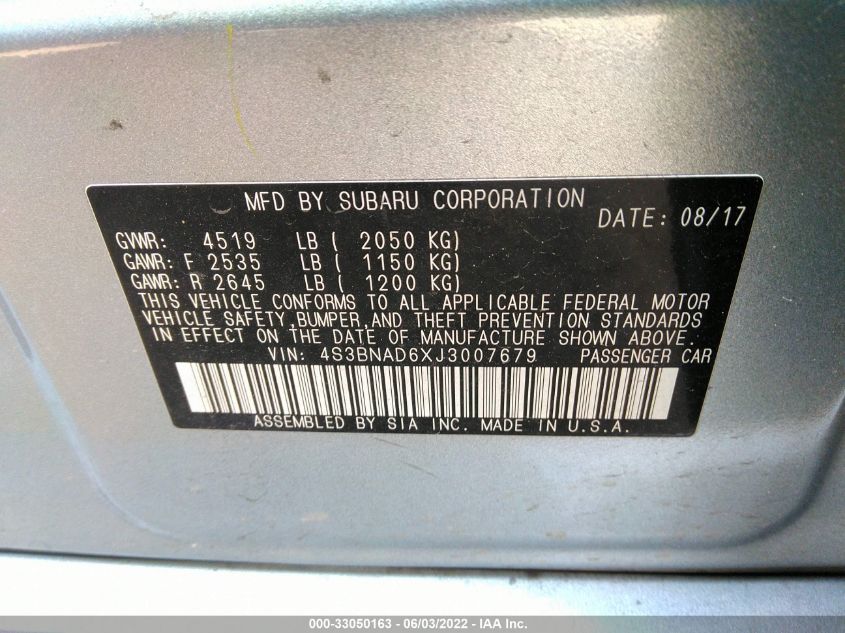 2018 SUBARU LEGACY PREMIUM 4S3BNAD6XJ3007679