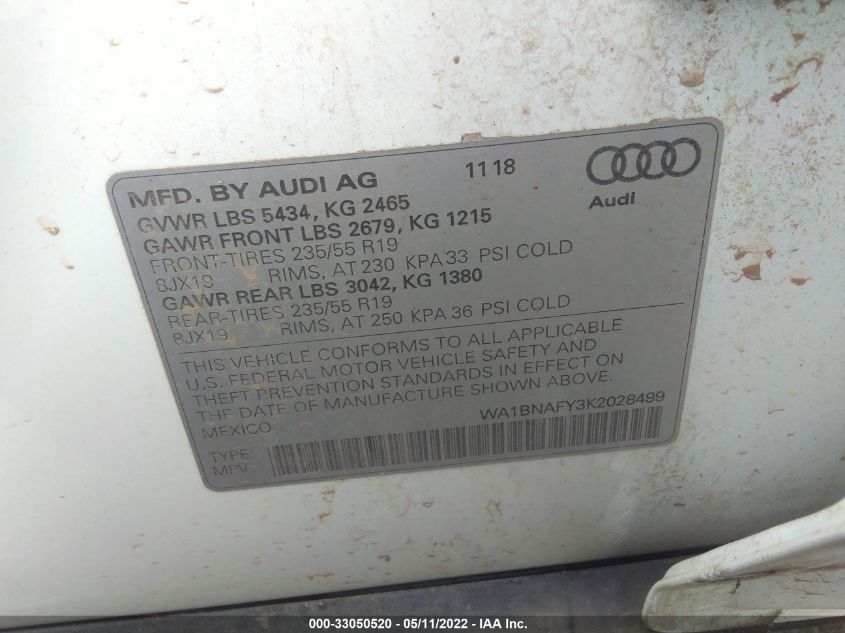 2019 AUDI Q5 PREMIUM PLUS WA1BNAFY3K2028499