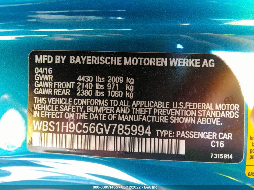 2016 BMW M2 WBS1H9C56GV785994