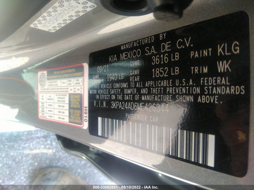 2021 KIA RIO S 3KPA24AD6ME426344