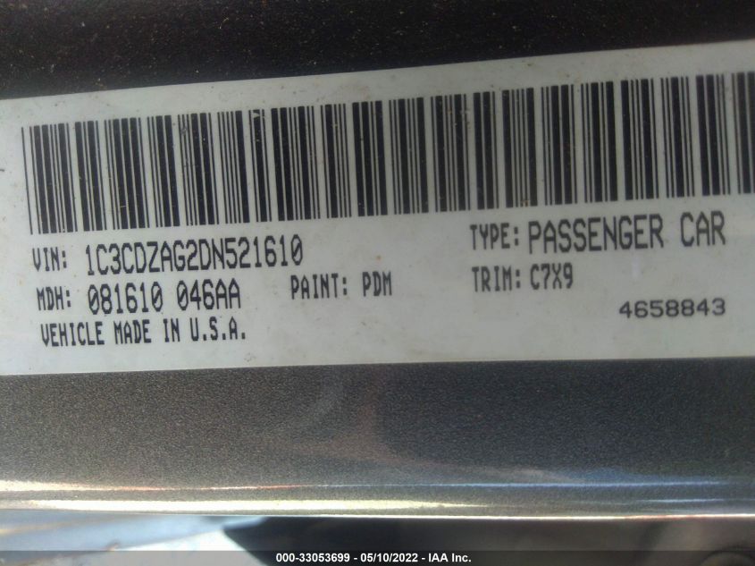 2013 DODGE AVENGER SE V6 1C3CDZAG2DN521610