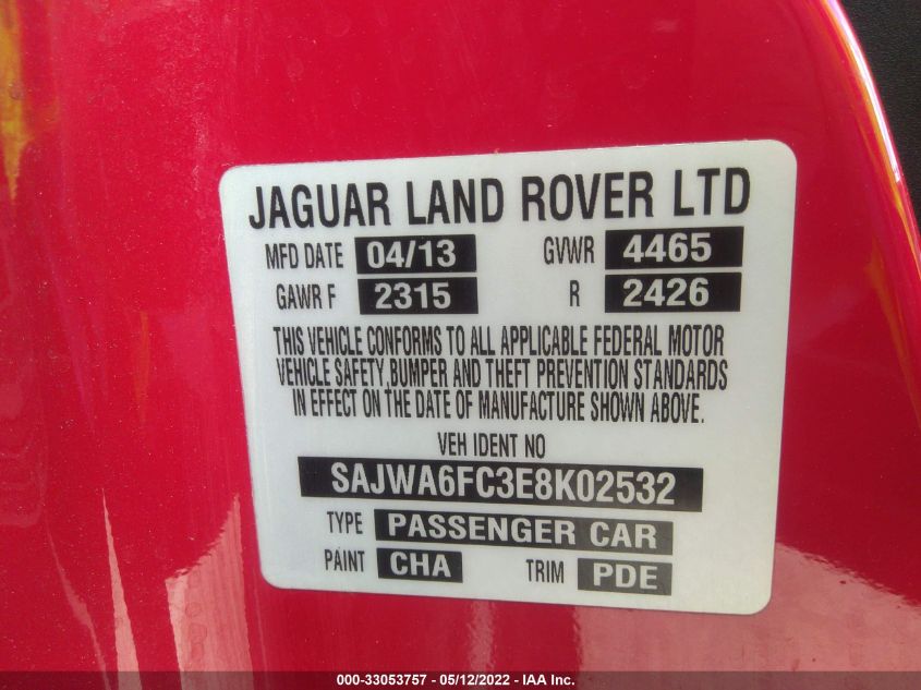 2014 JAGUAR F-TYPE V6 S SAJWA6FC3E8K02532