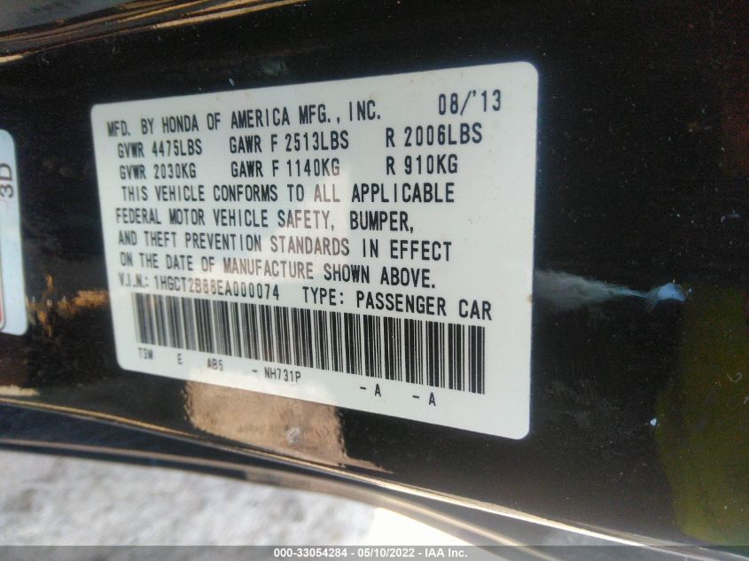 2014 HONDA ACCORD CPE EX-L 1HGCT2B88EA000074