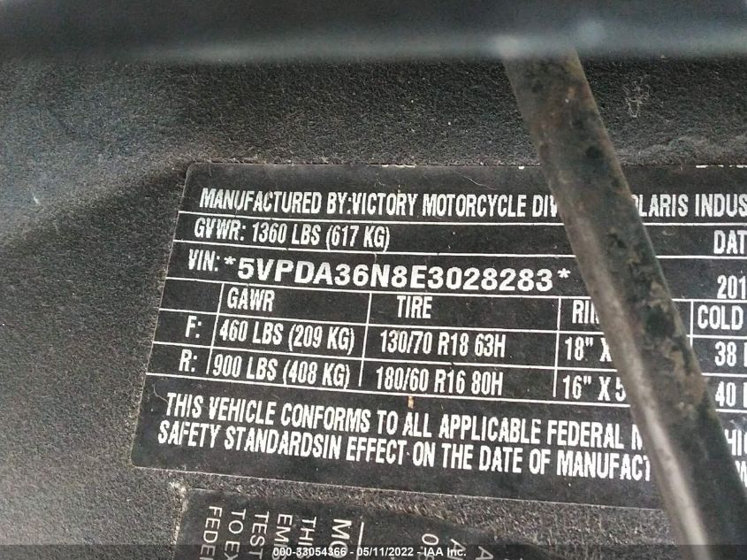 2014 VICTORY MOTORCYCLES CROSS COUNTRY 8-BALL 5VPDA36N8E3028283