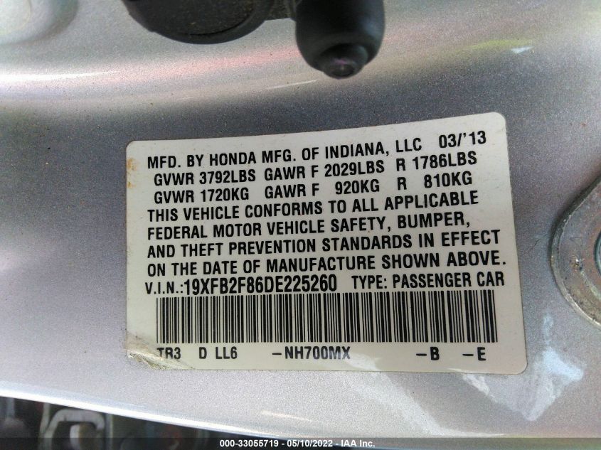 2013 HONDA CIVIC SDN EX 19XFB2F86DE225260