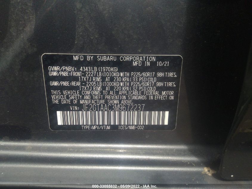 2021 SUBARU CROSSTREK JF2GTAAC3M9672237