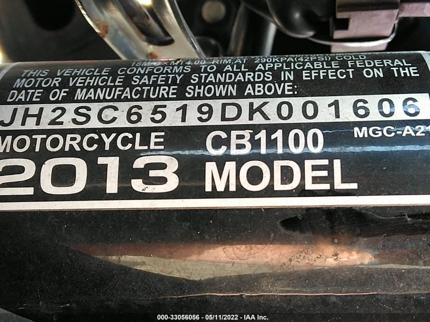 2013 HONDA CB1100 JH2SC6519DK001606