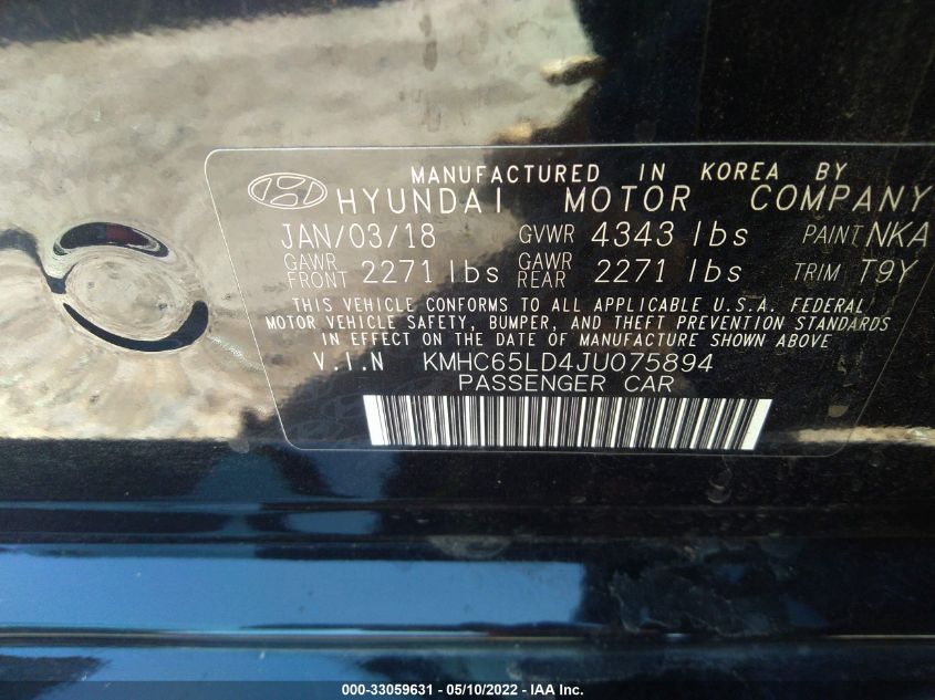 2018 HYUNDAI IONIQ PLUG-IN HYBRID KMHC65LD4JU075894
