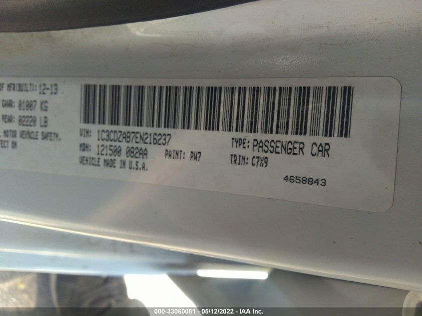 2014 DODGE AVENGER SE 1C3CDZAB7EN216237