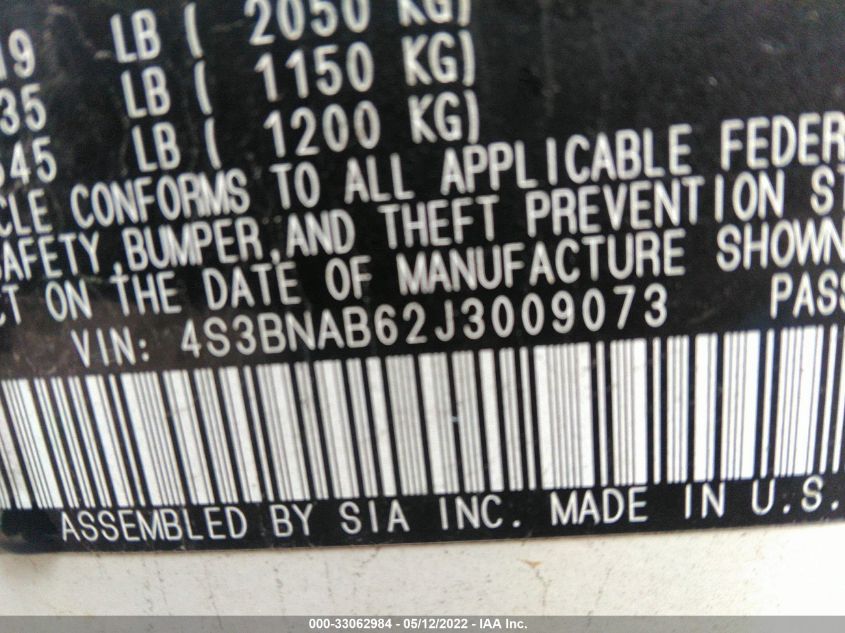 2018 SUBARU LEGACY 4S3BNAB62J3009073