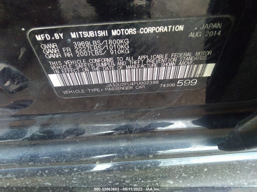 2015 MITSUBISHI LANCER ES JA32U2FU4FU002398