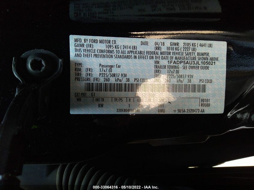 2018 FORD C-MAX HYBRID SE 1FADP5AU3JL105021