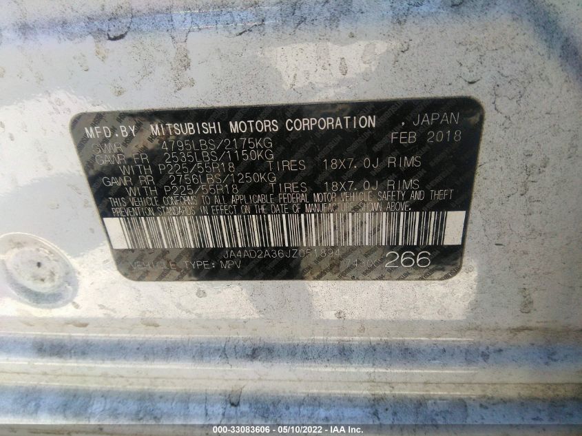 2018 MITSUBISHI OUTLANDER ES JA4AD2A36JZ051894