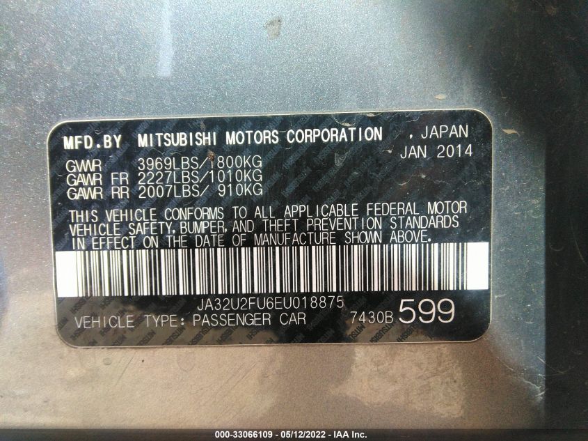 2014 MITSUBISHI LANCER ES/ES SPORT JA32U2FU6EU018875