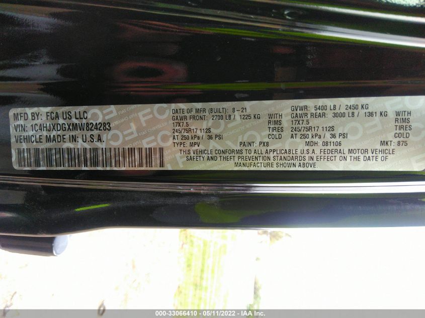 2021 JEEP WRANGLER UNLIMITED SPORT S 1C4HJXDGXMW824283