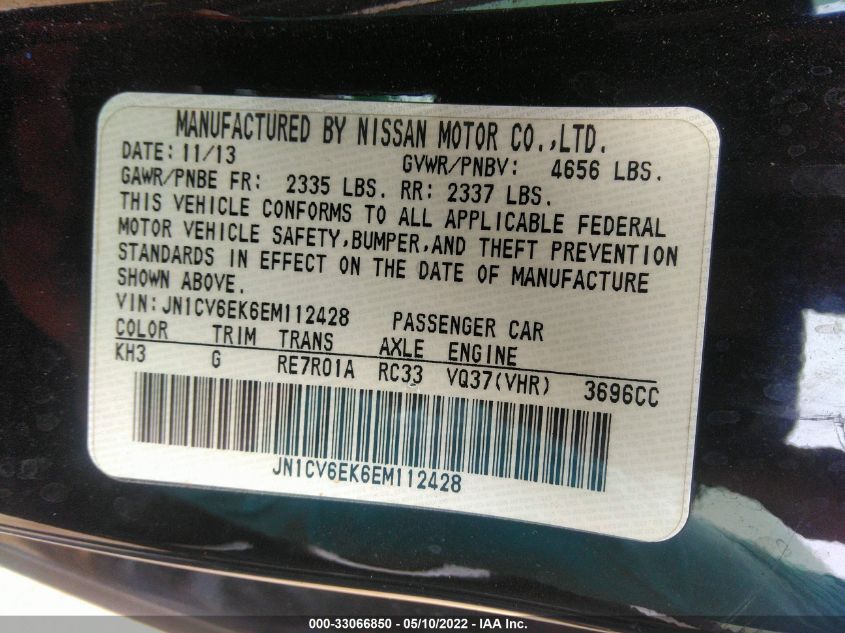 2014 INFINITI Q60 COUPE JOURNEY JN1CV6EK6EM112428