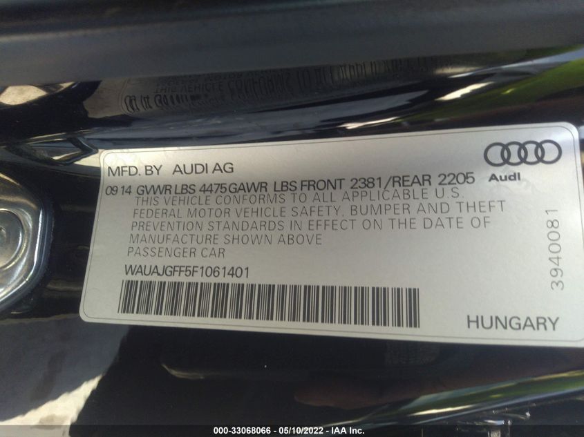 2015 AUDI A3 2.0 TDI PREMIUM WAUAJGFF5F1061401