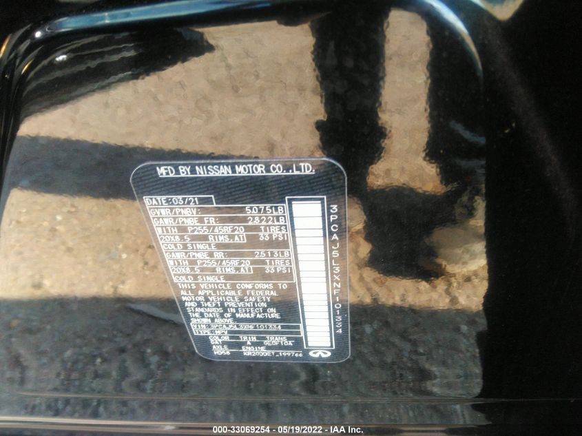 2022 INFINITI QX55 SENSORY 3PCAJ5L3XNF101334