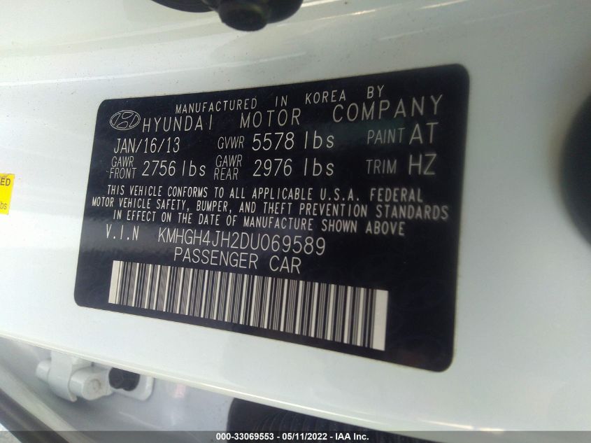 2013 HYUNDAI EQUUS SIGNATURE KMHGH4JH2DU069589