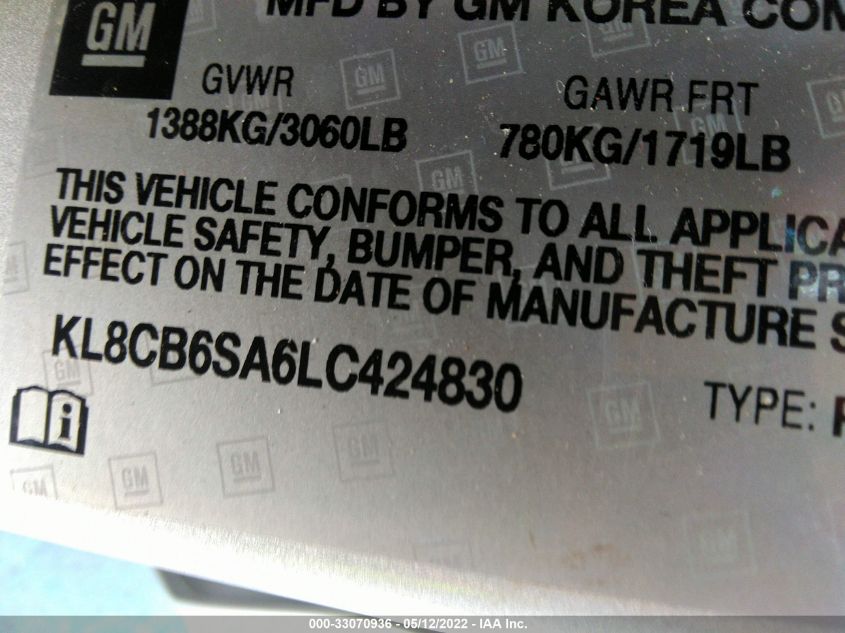 2020 CHEVROLET SPARK LS KL8CB6SA6LC424830