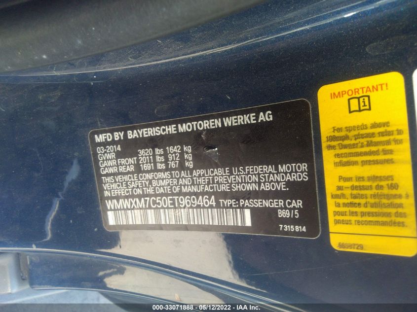 2014 MINI COOPER HARDTOP S WMWXM7C50ET969464
