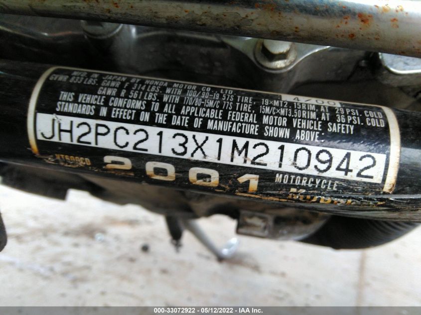 2001 HONDA VT600 CD JH2PC213X1M210942