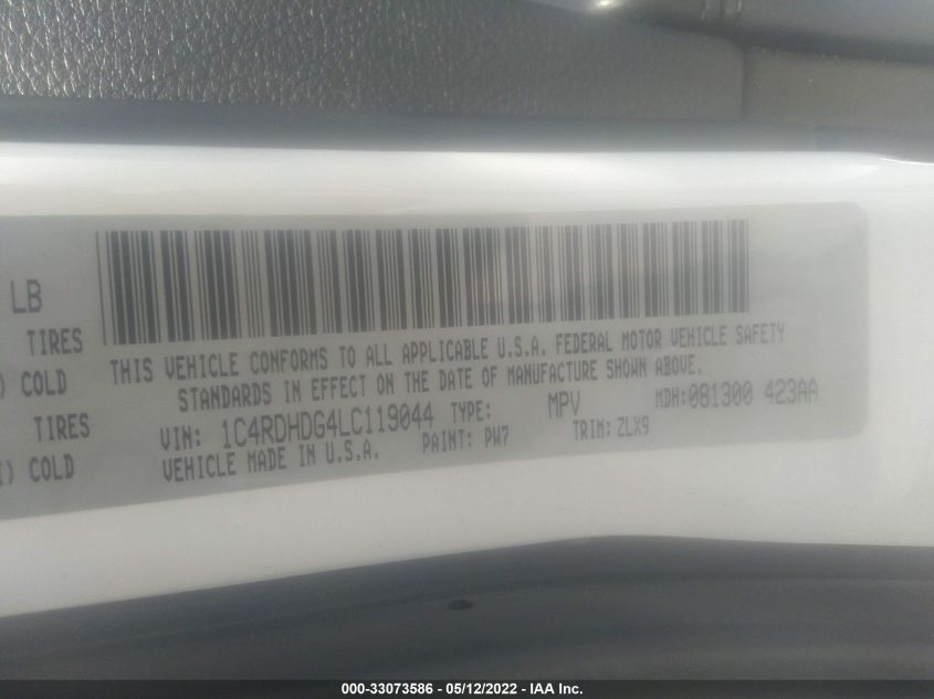 2020 DODGE DURANGO GT PLUS 1C4RDHDG4LC119044