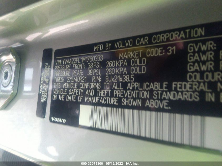2021 VOLVO XC90 INSCRIPTION YV4A22PL1M1760333