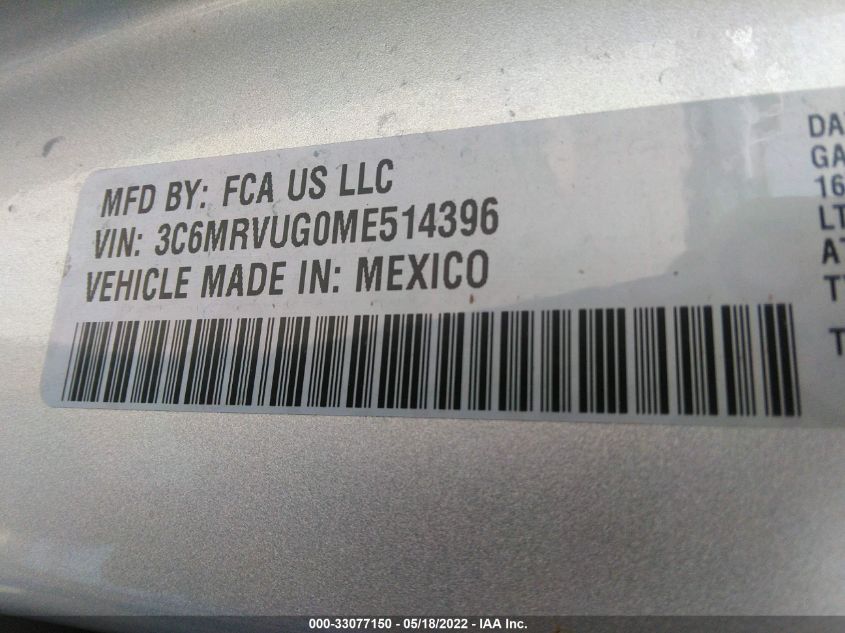 2021 RAM PROMASTER WINDOW VAN 3C6MRVUG0ME514396