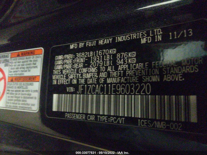 2014 SUBARU BRZ LIMITED JF1ZCAC11E9603220