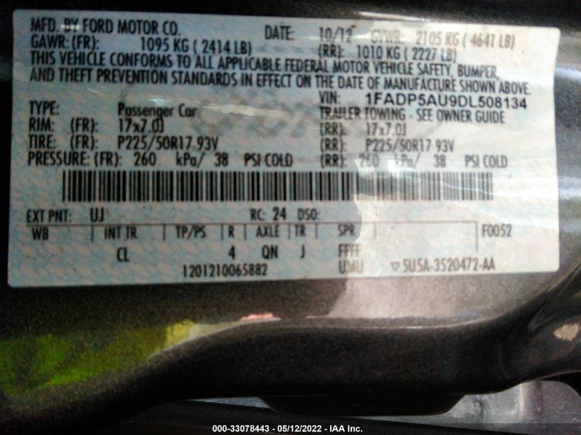 2013 FORD C-MAX HYBRID SE 1FADP5AU9DL508134