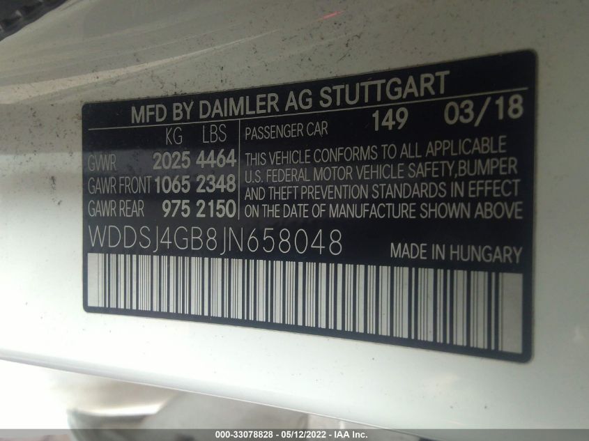 2018 MERCEDES-BENZ CLA CLA 250 WDDSJ4GB8JN658048