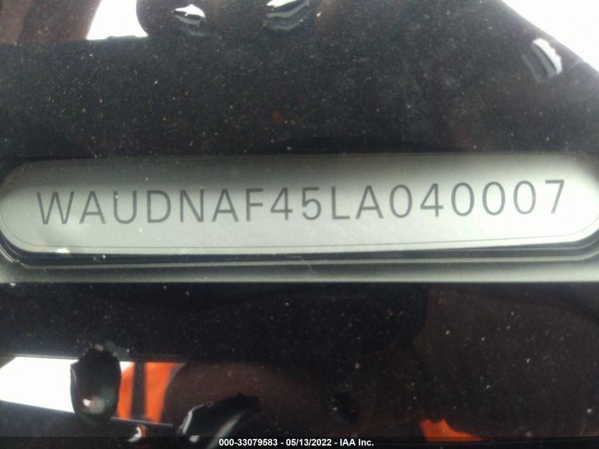 2020 AUDI A4 PREMIUM WAUDNAF45LA040007