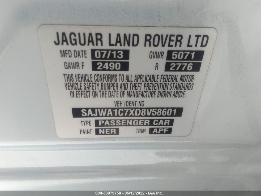 2013 JAGUAR XJ SAJWA1C7XD8V58601