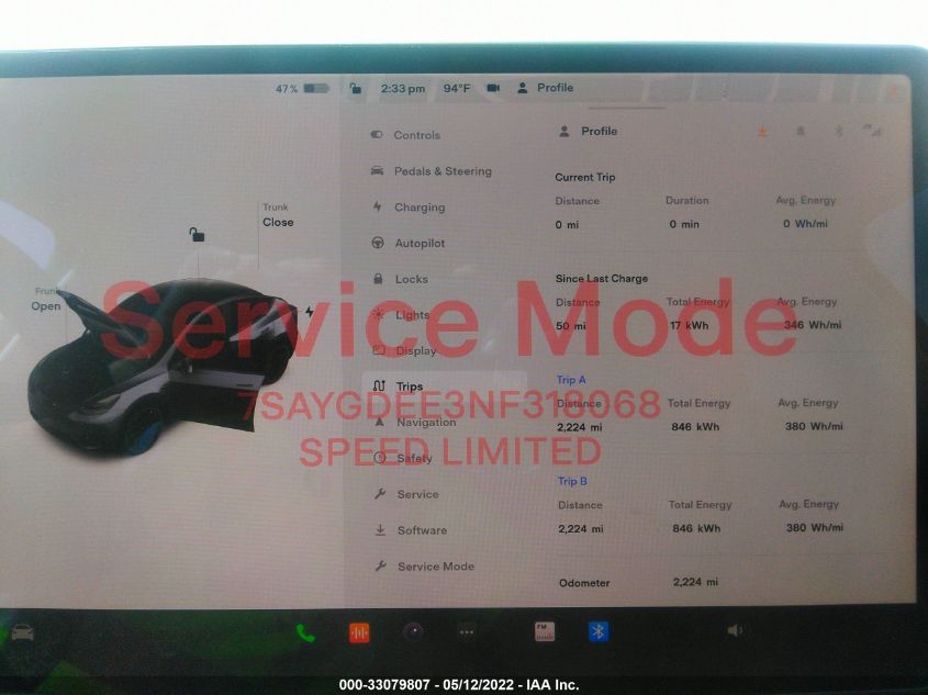 2022 TESLA MODEL Y LONG RANGE 7SAYGDEE3NF318068