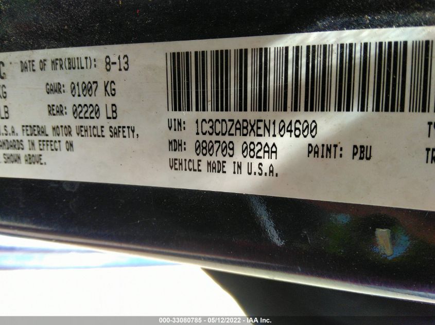 2014 DODGE AVENGER SE 1C3CDZABXEN104600