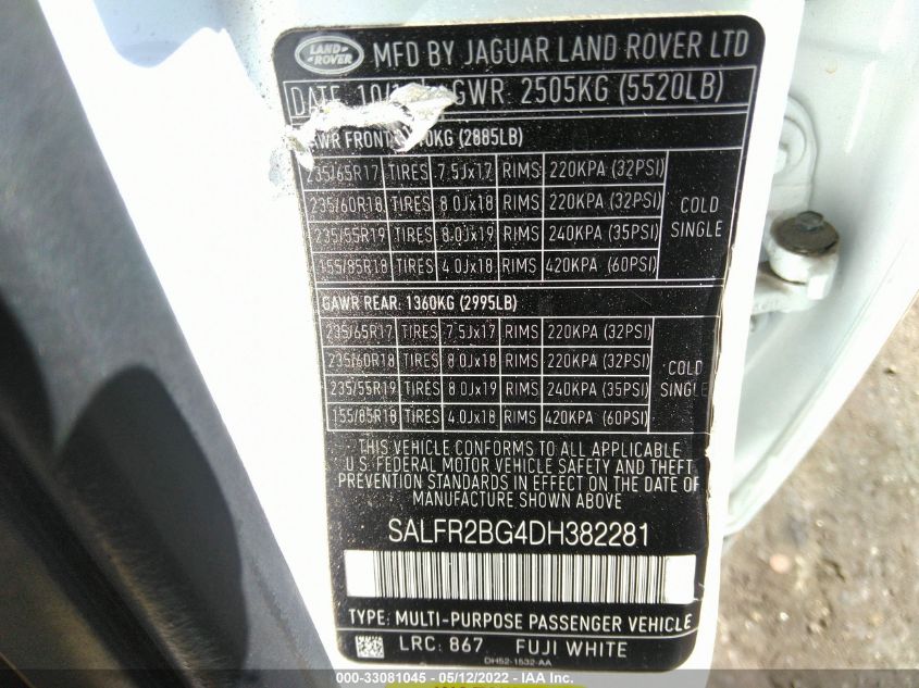 2013 LAND ROVER LR2 SALFR2BG4DH382281