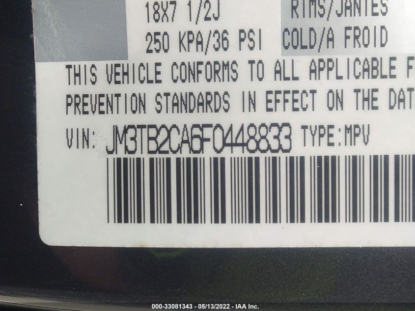 2015 MAZDA CX-9 TOURING JM3TB2CA6F0448833