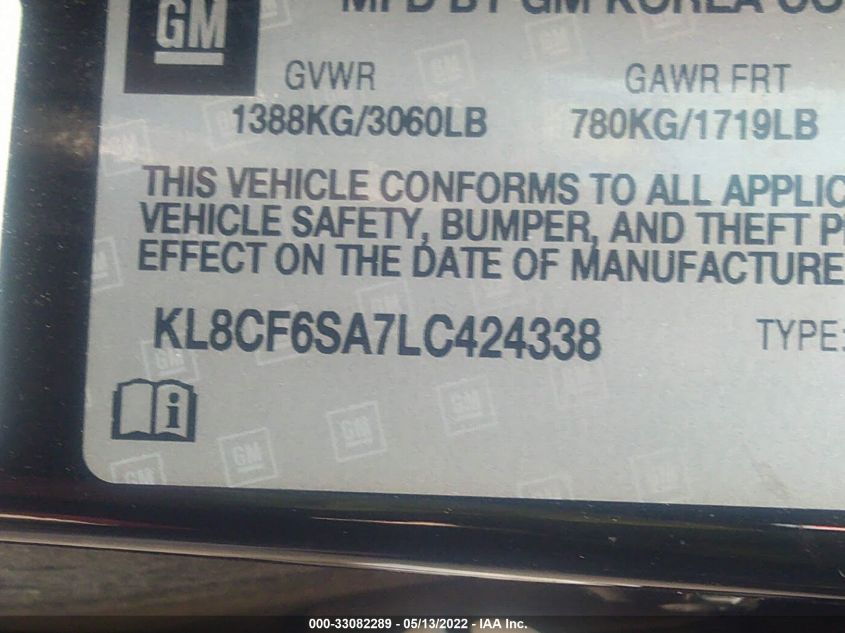 2020 CHEVROLET SPARK LT KL8CF6SA7LC424338