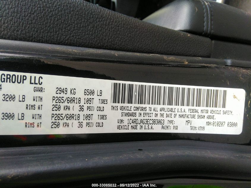 2014 DODGE DURANGO SXT 1C4RDJAG3EC383063
